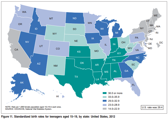 birth rates by state - 2012